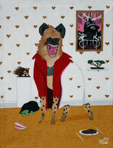 Hyena In An Invisible Red Blazer Lisa Ng