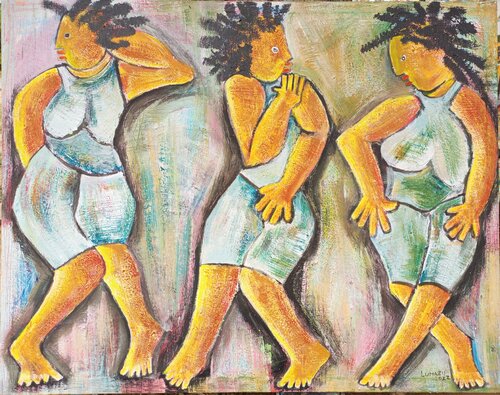 The dancers, women art, wall art, women paintings Jafeth Moiane
