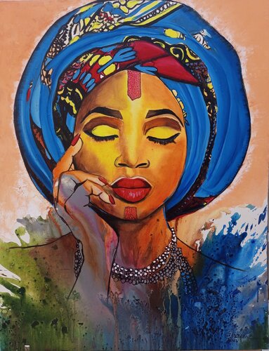 Afro woman art, Afro wall art, Afro canvas, Afro woman painting, Afro frauenmalerei, Afro kunst, Frauen kunst, Frauen malerei Jafeth Moiane