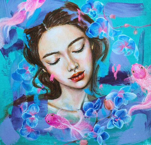 The dreamer: Three Gold fishes and Blue Orchids Eury (Yeahgean) Kim