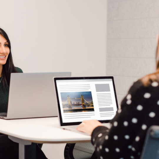 Two women on laptops